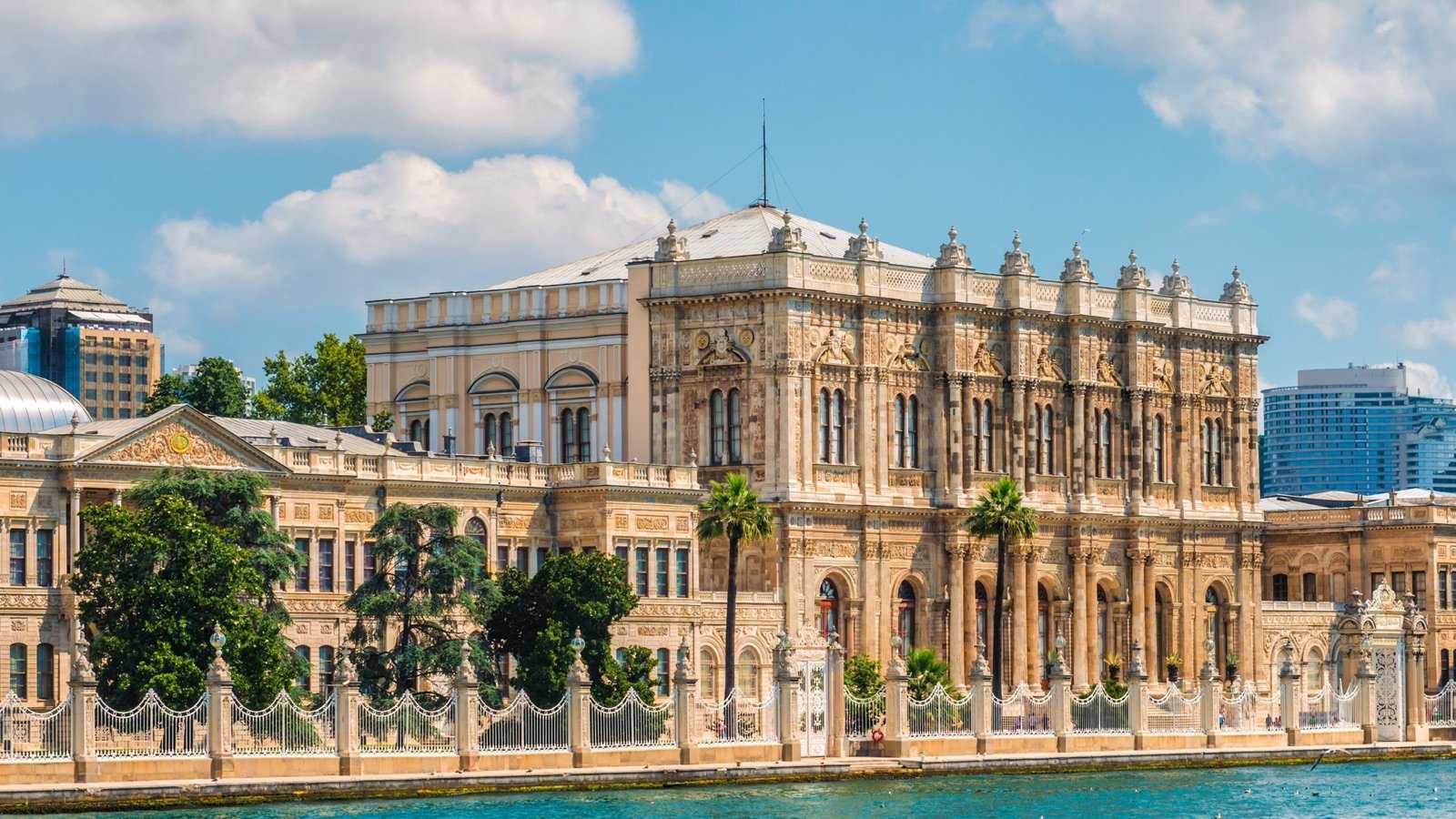 Palace courtyard with Bosphorus views