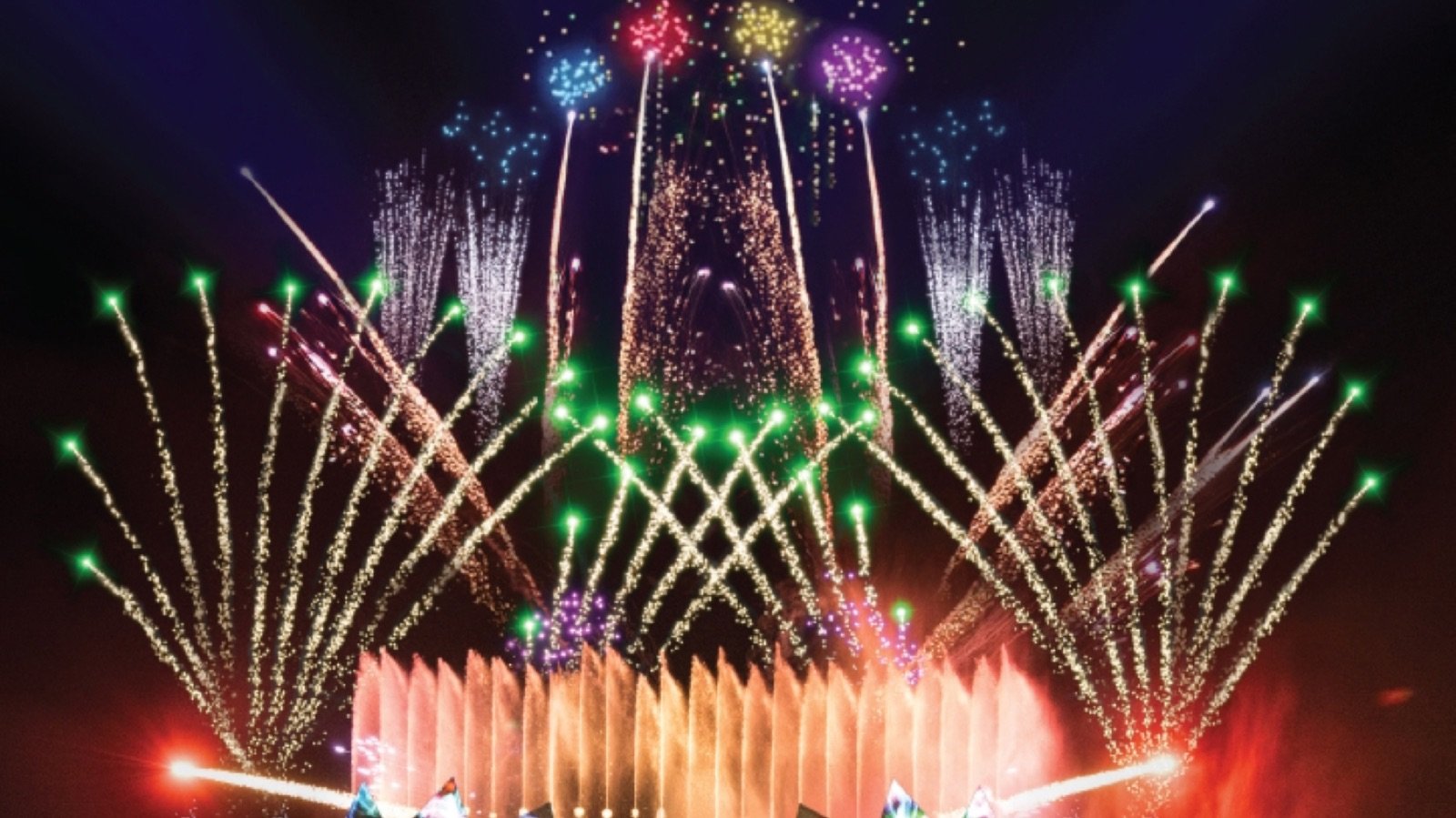 Water fountains and laser show at Sentosa